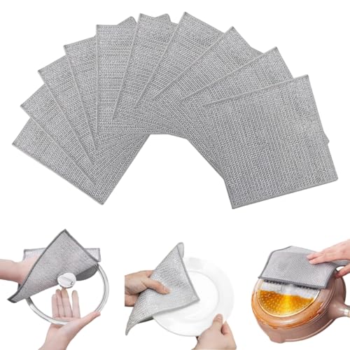 Non Scratch Wire Dishcloth, Wire dishwashing rag,Steel Wool Scrubber，Scrubs & Cleans for Dishes, Sinks, Counters, Stove Tops, Easy Rinsing, Durable (12PCS) - size: 12PCS