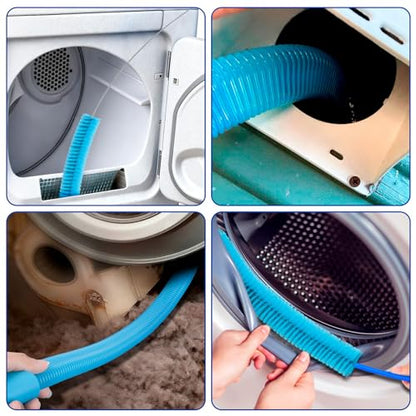 Dryer Vent Cleaner Kit,4 Pieces Dryer Lint Cleaner Vacuum Attachment & Brush Tool–Dryer Vent Cleaning Kit for Front Load,Dryer Lint Trap Cleaner with Hose,Dryer Vent Cleaner for Lint Removal (Blue) - color: Blue