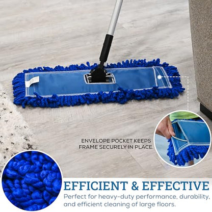 KLEEN HANDLER 18 Inch Microfiber Dust Mop, Large Washable Commercial Mop Head Replacement, Sweeper, Janitorial Supplies, Blue - color: Blue - 18 Inch, size: 1 Pack
