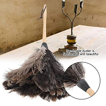 Fdit Handmade Washable Non-electrostatic Duster with Wooden Handle Household