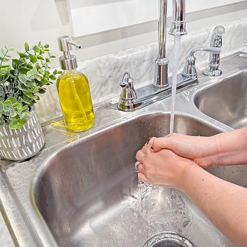 Cornucopia Brands 8oz Clear Glass Bottles w/Stainless Steel Lotion Pumps (4-Pack); Liquid Soap & Lotion Pump Dispensers - size: 4 Count (Pack of 1)