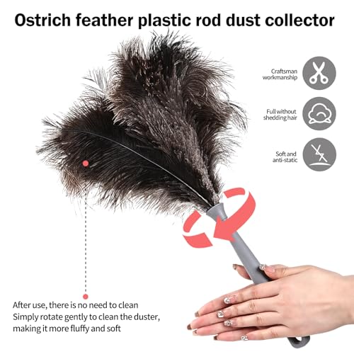 Feather Duster-Genuine Ostrich Feathers,Anti-Static,Reusable Eco-Friendly Handheld Cleaning for Keyboard,Home,Car,Office(17Inch,2Pack) - color: Natural-17in-styled-2pcs