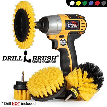 Yellow Drill Brush Attachments for Cleaning Shower, Grout, Bathroom - Grout Cleaner Drillbrush Kit - Rotary Scrub Brush Tile Cleaner Drill Attachment for Crevice Cleaning - Bathroom Tile Scrubber Set - color: Yellow