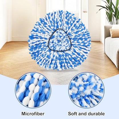 Mop Head Replacement Compatiable with Ocedar RinseClean 2-Tank System, Mircofiber Mop Heads Refill and Scrub Brush for O Cedar Rinseclean Spin Mop, 6 Pack Mop Refills & 2 Scrub Head for Floor Cleaning - color: 6 Pieces Blue Heads & Base & Brush