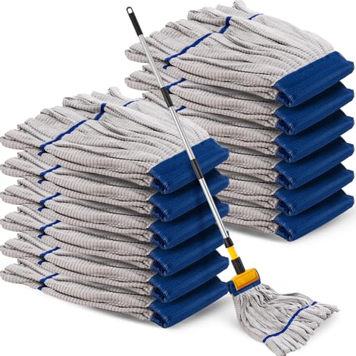 Hushee 12 Pack Large Microfiber Tube Mop Heads 18 oz Heavy Duty Commercial Industrial Wet Mop Head Refill Reusable Machine Washable Looped End Mopheads for Hardwood, Tile, Laminate Floors (Grey) - color: Grey