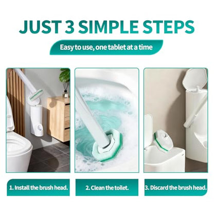 Disposable Toilet Brush, Toilet Bowl Cleaning System with 48 Count Wand Refill, Clean Brush Starter Kit with 1 Toilet Wand, 1 Storage Caddy and 1 wall Sticker (White) - style: Green-Toilet brush+48 refills