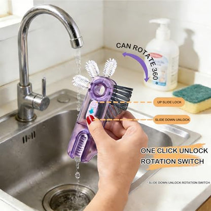 3 in 1 Cup Lid Gap Cleaning Brush Set, 3PCS Multifunctional Bottle Cleaning Brush, Cup Lid Gap Bottle Cleaner Home Kitchen Brush Tools Multicolor