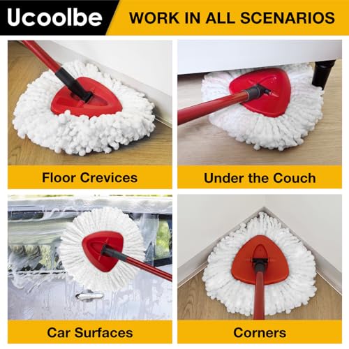 Spin Mop Heads Replacements for O Cedar Triangle Swivel Mops, 4 Pack Microfiber Mop Refills, Deep Cleaning, Machine Washable, Easy to Install - size: 4 Mop Heads(1 Tank System)