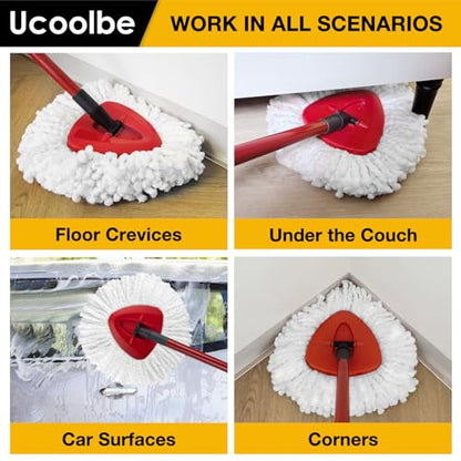 Spin Mop Heads Replacements for O Cedar Triangle Swivel Mops, 4 Pack Microfiber Mop Refills, Deep Cleaning, Machine Washable, Easy to Install - size: 4 Mop Heads(1 Tank System)