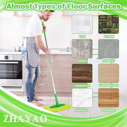 Reusable 100% Chenille Mop Pads Compatible with Swiffer Sweeper, Wet and Dry Flat mop Cover, 3 Pack Washable Pads for Surface/Hardwood Floor Cleaning - color: Fluorescent Green 3 Pack