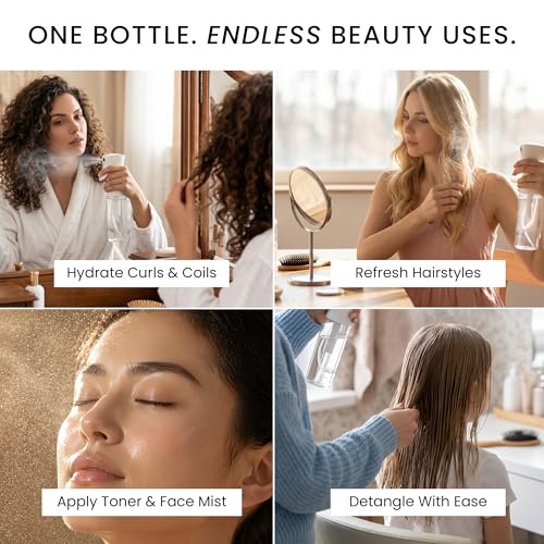 Continuous Spray Bottle for Hair – Slim Design - Fine Mist Water Sprayer for Hairstyling, Curly Hair – Refillable Mister Bottle with 360 Spray – Travel Size Hair Water Bottle