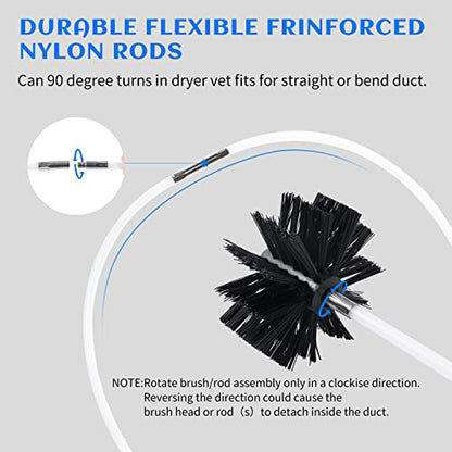 HOKLNUSE Dryer Vent Cleaner Kit Chimney Sweep Cleaning Tools Pellet Stove Cleaner Kit Air Dryer Duct Fireplace Brushes for Easy Lint Cleaning with 4" and 6" Brush Heads (Heavy Duty, 20Feet) - color: Heavy Duty, size: 20Feet