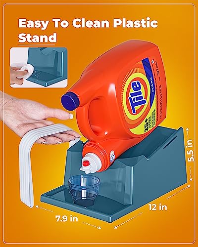 Liquid Laundry Detergent Holder Stand with Drip Tray - 1 Pack - Slate Grey | Easy Pouring, Rubber Feet, Secure Strap, Angled Stand, Fabric Softener Dispenser for Laundry Room Organization & Storage - color: Slate Grey