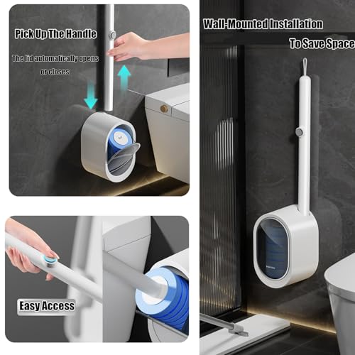 No-Touch Disposable Toilet Scrubber Set,Toilet Brush with Self-Cleaning Disposable Pads,360° Deep Clean,Wall-Mounted Design,for Bathroom & Toilet (Black, 32 pc) - color: Black