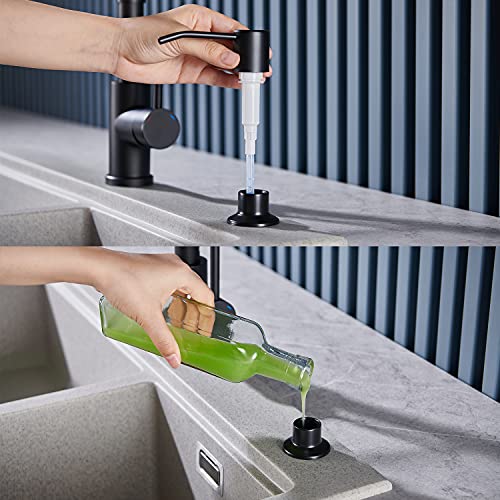 Soap Dispenser for Kitchen Sink Matte Black, Lotion Dispenser for Kitchen Sink Stainless Steel Sink Soap Dispenser 17 OZ Bottle Built in Design Refill from The Top - color: Matte Black