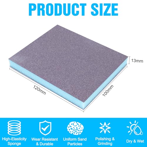 12 Pack Sanding Sponge, Washable and Reusable Sanding Blocks 400 Grit Wet Dry Sand Paper for Wood Drywall Metal Furniture - size: 400 Grits