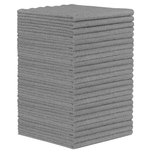 Orighty Grey Microfiber Cleaning Cloth, 24 Pack Highly Absorbent Cleaning Rags, Microfiber Towels for Cars, Household Cleaning Supplies, Reusable Lint Free Cloths for House, Kitchen, 12 x12 inch - color: Grey, size: 24 Pack