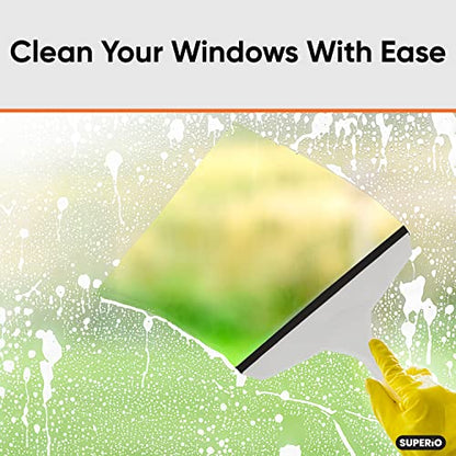Superio Rubber Squeegee, Streak Free All Purpose Window Squeegee, Comfort Grip Handle and Hanging Hook (Grey, 6 Inch) - color: Gray