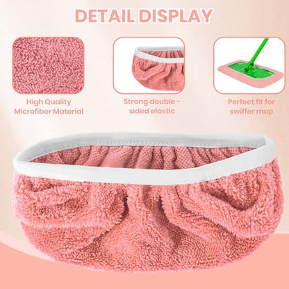 6 Pack Reusable Microfiber Mop Pads - Compatible with Sweeper, Reusable Mop Pads, Washable Dry Cloths & Wet Pads Refill for Hardwood Laminate Tile Floor Cleaning (6, Pink, M) - color: Pink