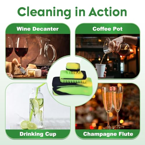 Magnetic Glass Cleaner Kit - Deep Cleans Hard-to-Reach Glassware & Narrow Pipes Two Reusable Silicone Scrubbers with Handle Perfect for Intricate Shapes, Black - color: Black