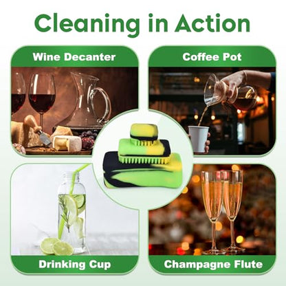 Magnetic Glass Cleaner Kit - Deep Cleans Hard-to-Reach Glassware & Narrow Pipes Two Reusable Silicone Scrubbers with Handle Perfect for Intricate Shapes, Black - color: Black