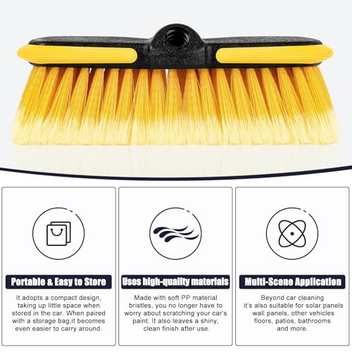 10 Inch Car Wash Brush Head, Scrub Brush Attachment for Long Handle Extension Pole,Outdoor Broom and Scrubbing Brush for Cleaning Window, Wall, House Floor, Deck, Patio, Car (10inch Brush-4Pack)