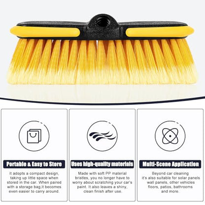 10 Inch Car Wash Brush Head, Scrub Brush Attachment for Long Handle Extension Pole,Outdoor Broom and Scrubbing Brush for Cleaning Window, Wall, House Floor, Deck, Patio, Car (10inch Brush-4Pack)