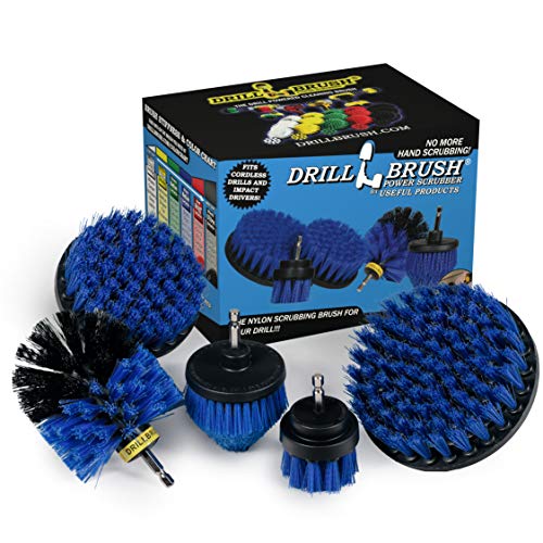 Aquatic All-Purpose Cleaning Brush Set - Medium Stiffness Blue Brushes - Long Reach Extension Attachment Kit - Aquarium Cleaning Products - Fish Tank Cleaner Brushes - Boat Scrub Brush - Hull Scrubber - color: Blue