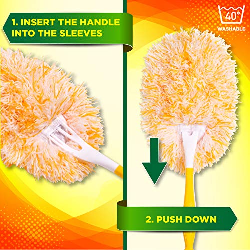 Millifiber 360° Reusable Duster Refills for Swiffer Hand Dusters (4-Pack) | Handle not included, microfiber duster covers, machine washable duster cleaning pads - size: 4 Count (Pack of 1)