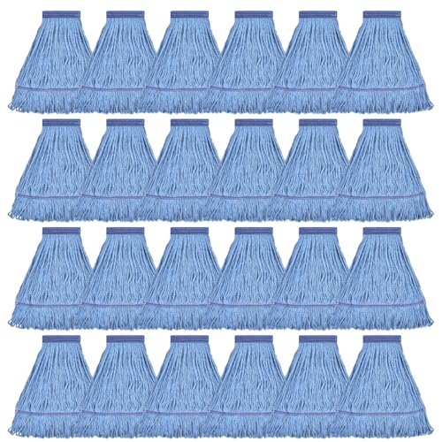 Matthew Cleaning Heavy Duty Mop Head Commercial Grade Replacement for General and Floor Cleaning, Wet Industrial Blue Cotton Looped End String Head Refills (Case of 24) Blue - color: Blue, size: 24 Count