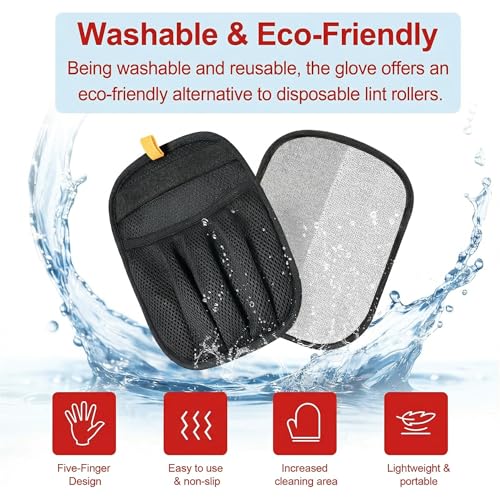Pet Hair Removal Glove, 2Pcs Upgraded Five-Finger Electrostatic Hair Remover Glove, Reusable Pet Hair Remover Tool for Laundry, Couch, Carpet, Car Seat & Furniture