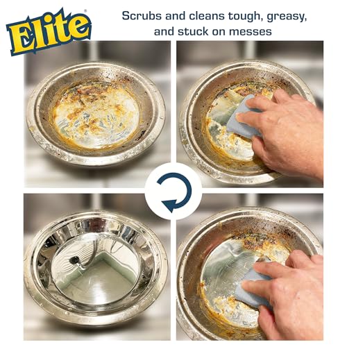 Elite Silver Scrubber Sponge, 6 Pack, Non Scratch, Sponges for Kitchen and Household Use, Made in USA (Regular) - size: Regular