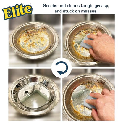 Elite Silver Scrubber Sponge, 6 Pack, Non Scratch, Sponges for Kitchen and Household Use, Made in USA (Regular) - size: Regular