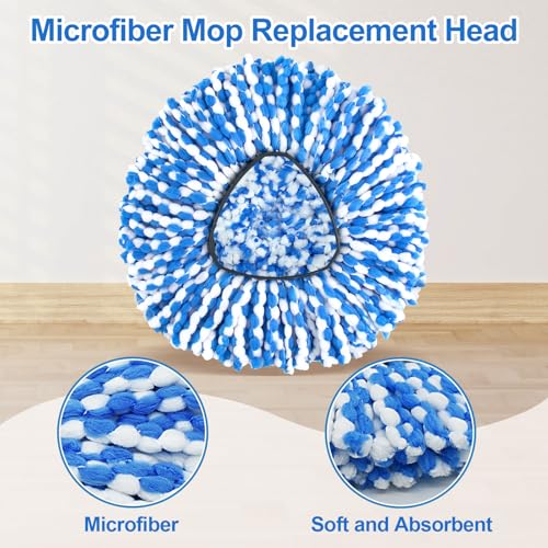4 Pack Spin Mop Replacement Head for O Cedar RinseClean 2-Tank System, Mop Heads Replacements for Ocedar, Includes 2 Spin mop Refills, 1 Scrubber Mopping Head and 1 Mops Base(Not Include Bucket) - size: 2 Tank-4pack