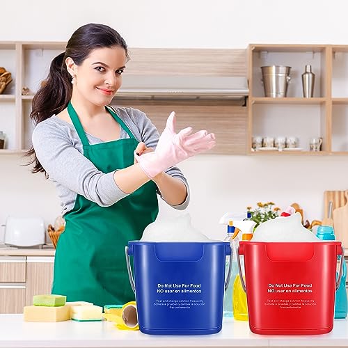 Roshtia 6 Pcs 3 Quart Cleaning Bucket Small Sanitizing Square Bucket Detergent Pail for Home Commercial Restaurant Kitchen Office School(Red, Blue, Green) - color: Red, Blue, Green