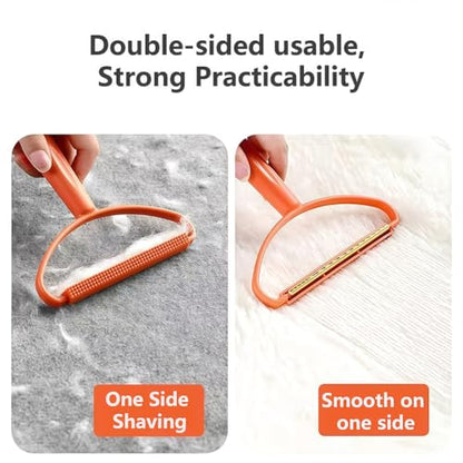 Double Sided Lint and Pet Hair Remover, Orange Fabric Shaver and Fuzz Remover Tool for Clothes, Sofa, Carpet, and Upholstery Cleaning