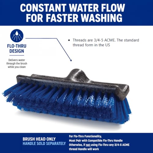 SPARTA Flo-Pac Deck Brush Floor Scrubber, Grout Brush with Dual Surface for Bathroom, Patio, Kitchen, Wall and Deck Cleaning, 10 Inches, Blue