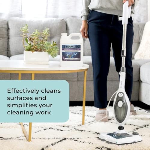 Steam & Go - The Housekeeper Steam Cleaner For Floors & Demineralized Water Bundle, 10-in-1 Hard Floor Cleaner Machine, 32 oz, Lavender Scent