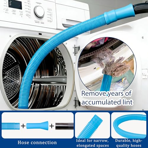 Dryer Vent Cleaner Kit,4 Pieces Dryer Lint Cleaner Vacuum Attachment & Brush Tool–Dryer Vent Cleaning Kit for Front Load,Dryer Lint Trap Cleaner with Hose,Dryer Vent Cleaner for Lint Removal (Black) - color: Black