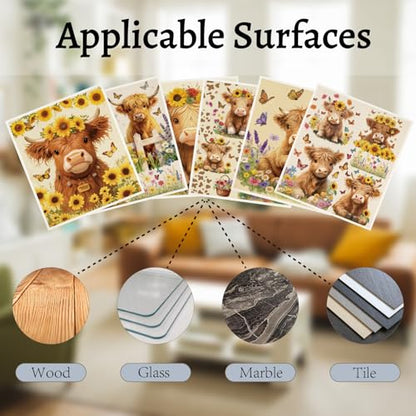CREATCABIN Swedish Dishcloths for Kitchen 6Pcs Floral Cow Swedish Dish Cloths Reusable Washable Absorbent Dish Towel Rags Cellulose Cleaning Sponge Cloth No Odor for Home Table Cattle 6.7x7.6 Inch - style: Cow