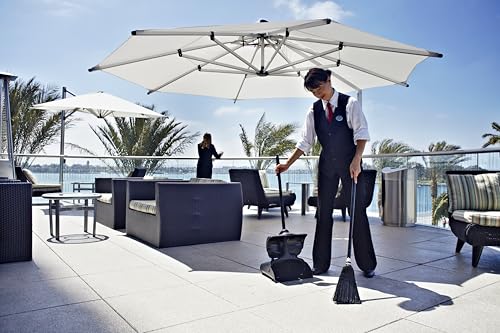 Rubbermaid Commercial Products Executive Series Lobby Pro® Upright Dust Pan with Cover, Long-Handle, Black, for Professional/Janitorial Debris Collection from Indoor Floors/Hardwoods