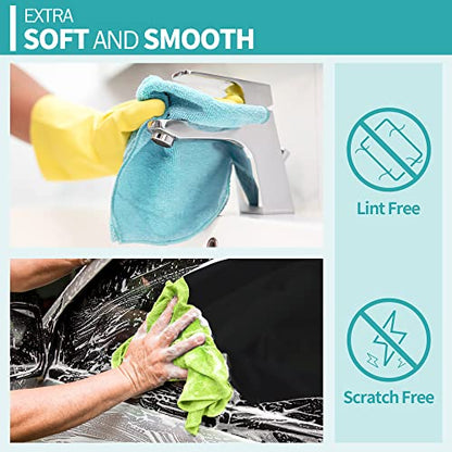 Microfiber Cleaning Cloth, 12 Pack Cleaning Rags, 12" x 12" Microfiber Towel, Lint Free Non-Abrasive Dusting Cloth, Microfiber Towels for Cars Kitchen Garage House Office - color: Multicolor, style: 12 Pack