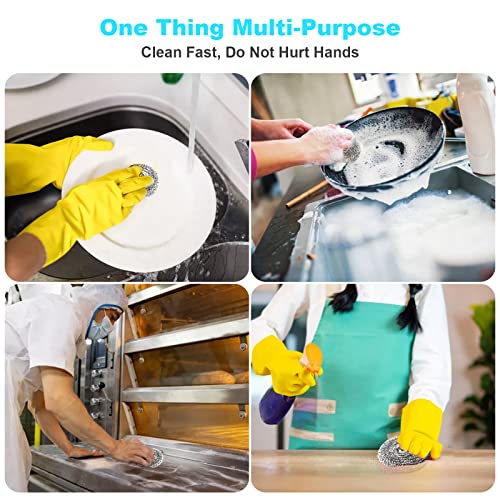 15 Pack Steel Wool Scrubber, Metal Kitchen Scrubbing Sponges, Dishwashing Scouring Pads Heavy Duty, Premium Stainless Steel Scrubbers for Cleaning Dishes Pots and Pans Bathroom Oven (Sliver) by VOPTON