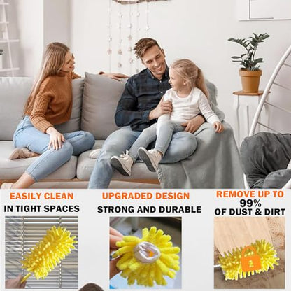 Reusable Duster for Swiffer, 4 Refills + 1 Handle, Yellow | 360 Heavy Duty Duster Refill, Compatible with Swiffer Hand Dusters, For Dusting Furniture, Blinds, Ceiling Fans, Walls - size: 4 dusters + 1 Handle Yellow