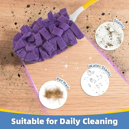 6 PCS Fleece Reusable Duster Refills for Swiffer, Washable 360 Dusters for Cleaning, Fans, Floors, Blinds, Windows (Include 1 Handle & Laundry Bag) - color: Purple,fuchsia,yellow,blue,green,gray