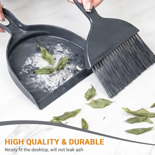 THINKLEARN 2PCS Small Dust Pan and Brush Set, Mini Broom Dustpan Kit | Portable Brush Dustpan Combo Set, Dark Gray Cleaning Supplies - color: Dark Grey