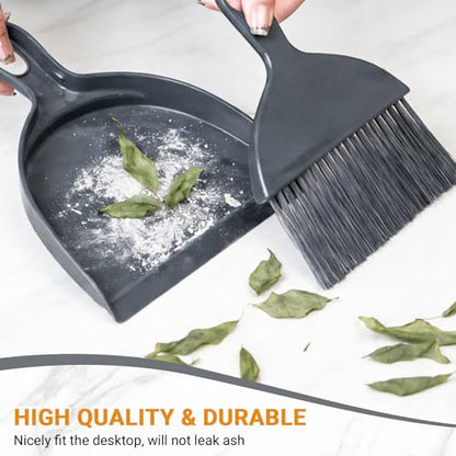 THINKLEARN 2PCS Small Dust Pan and Brush Set, Mini Broom Dustpan Kit | Portable Brush Dustpan Combo Set, Dark Gray Cleaning Supplies - color: Dark Grey