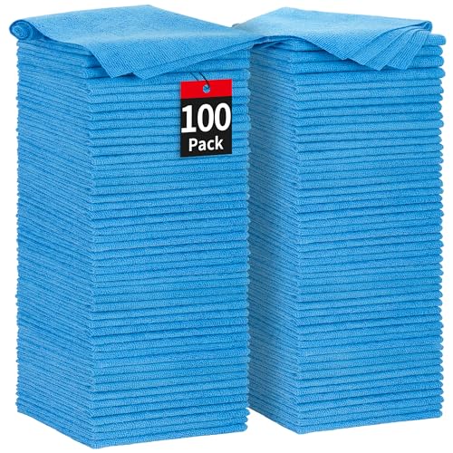 Shop Towels, 100 Pack Microfiber Towels for Cars, Microfiber Cleaning Cloths, Bulk Multipurpose Lint-Free Cleaning Rag for Mechanic Automotive Garage Office, 11.5"*11.5" Blue - color: Blue, style: 100 Pack