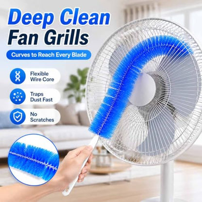 Bendable Microfiber Head, Reusable Dust Remover, 2026 New Fan Cleaning Brush Bendable Cobweb Duster Washable ldeal for Electric Fans Air Conditioning, Home Car Vents, Curtain (2Pcs Gray) - color: 2pcs Gray