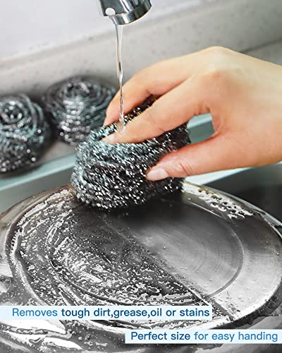 12Pcs Steel Wool Scrubber Pads for Cleaning Dishes, Pans, Pots, Ovens, Grills, Sinks - Stainless Steel Scrubbers for Kitchen, 12 Pack - size: 12Pcs 20G